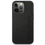 Carcasa Mercedes AMG Leather Hot Stamped compatibila cu iPhone 14 Pro, Negru 2 - lerato.ro