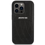 Carcasa Mercedes AMG Leather Curved Lines compatibila cu iPhone 14 Pro, Negru 2 - lerato.ro