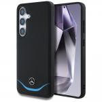 Carcasa Mercedes Leather Contrasted Blue Horizontal Curve cu MagSafe compatibila cu Samsung Galaxy S25, Negru 4 - lerato.ro