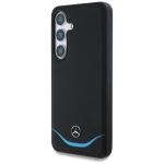 Carcasa Mercedes Leather Contrasted Blue Horizontal Curve cu MagSafe compatibila cu Samsung Galaxy S25, Negru 3 - lerato.ro