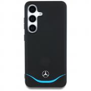 Carcasa Mercedes Leather Contrasted Blue Horizontal Curve cu MagSafe compatibila cu Samsung Galaxy S25, Negru