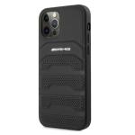 Carcasa Mercedes AMG Leather Debossed Lines compatibila cu iPhone 12 Pro Max, Negru 3 - lerato.ro