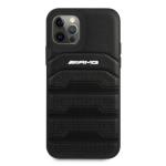 Carcasa Mercedes AMG Leather Debossed Lines compatibila cu iPhone 12 Pro Max, Negru 2 - lerato.ro