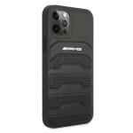 Carcasa Mercedes AMG Leather Debossed Lines compatibila cu iPhone 12 Pro Max, Negru 5 - lerato.ro