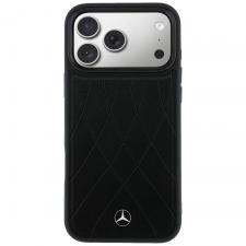 Carcasa Mercedes Leather Crossed Lines cu MagSafe compatibila cu iPhone 17 Pro Max, Negru