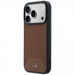 Carcasa Mercedes Leather Wood Effect and Curve cu MagSafe compatibila cu iPhone 17 Pro Max, Maro 3 - lerato.ro