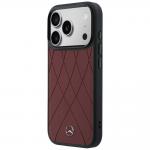Carcasa Mercedes Leather Crossed Lines cu MagSafe compatibila cu iPhone 17 Pro Max, Rosu 3 - lerato.ro