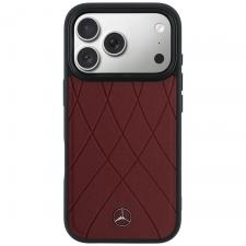 Carcasa Mercedes Leather Crossed Lines cu MagSafe compatibila cu iPhone 17 Pro Max, Rosu