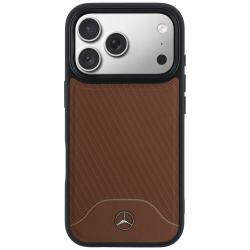 Carcasa Mercedes Leather Wood Effect and Curve cu MagSafe compatibila cu iPhone 17 Pro, Maro
