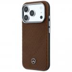 Carcasa Mercedes Leather Semi Wrap Wood Effect cu MagSafe compatibila cu iPhone 17 Pro, Maro 3 - lerato.ro
