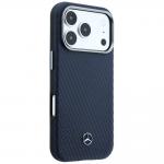 Carcasa Mercedes Leather Semi Wrap Wood Effect cu MagSafe compatibila cu iPhone 17 Pro, Navy Blue 5 - lerato.ro