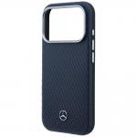 Carcasa Mercedes Leather Semi Wrap Wood Effect cu MagSafe compatibila cu iPhone 17 Pro, Navy Blue 7 - lerato.ro