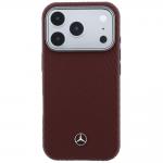 Carcasa Mercedes Leather Semi Wrap Wood Effect cu MagSafe compatibila cu iPhone 17 Pro Max, Rosu 2 - lerato.ro