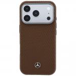 Carcasa Mercedes Leather Semi Wrap Wood Effect cu MagSafe compatibila cu iPhone 17 Pro Max, Maro 2 - lerato.ro