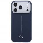 Carcasa Mercedes Leather Semi Wrap Iconic Line cu MagSafe compatibila cu iPhone 17 Pro, Navy Blue 2 - lerato.ro