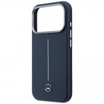 Carcasa Mercedes Leather Semi Wrap Iconic Line cu MagSafe compatibila cu iPhone 17 Pro, Navy Blue 7 - lerato.ro