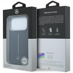 Carcasa Mercedes Leather Semi Wrap Iconic Line cu MagSafe compatibila cu iPhone 17 Pro, Navy Blue 9 - lerato.ro