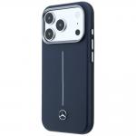 Carcasa Mercedes Leather Semi Wrap Iconic Line cu MagSafe compatibila cu iPhone 17 Pro Max, Navy Blue 3 - lerato.ro