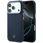 Carcasa Mercedes Leather Semi Wrap Wood Effect cu MagSafe compatibila cu iPhone 17 Pro Max, Navy Blue 4 - lerato.ro