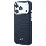 Carcasa Mercedes Leather Semi Wrap Wood Effect cu MagSafe compatibila cu iPhone 17 Pro Max, Navy Blue 3 - lerato.ro