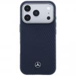 Carcasa Mercedes Leather Semi Wrap Wood Effect cu MagSafe compatibila cu iPhone 17 Pro Max, Navy Blue 2 - lerato.ro