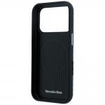 Carcasa Mercedes Leather Semi Wrap Wood Effect cu MagSafe compatibila cu iPhone 17 Pro Max, Navy Blue 8 - lerato.ro