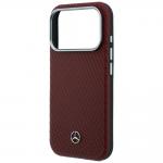 Carcasa Mercedes Leather Semi Wrap Wood Effect cu MagSafe compatibila cu iPhone 17 Pro Max / 18 Pro Max, Burgundy 7 - lerato.ro