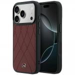 Husa Mercedes Leather Crossed Lines cu MagSafe compatibila cu iPhone 18 Pro / 17 Pro, Burgundy 4 - lerato.ro