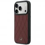 Husa Mercedes Leather Crossed Lines cu MagSafe compatibila cu iPhone 18 Pro / 17 Pro, Burgundy 3 - lerato.ro