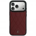 Husa Mercedes Leather Crossed Lines cu MagSafe compatibila cu iPhone 18 Pro / 17 Pro, Burgundy 2 - lerato.ro