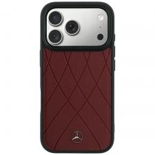 Husa Mercedes Leather Crossed Lines cu MagSafe compatibila cu iPhone 18 Pro / 17 Pro, Burgundy