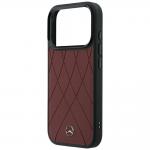 Husa Mercedes Leather Crossed Lines cu MagSafe compatibila cu iPhone 18 Pro / 17 Pro, Burgundy 7 - lerato.ro