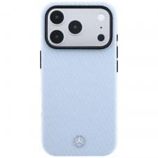Husa Mercedes Leather Semi Wrap Wood Effect cu MagSafe compatibila cu iPhone 18 Pro / 17 Pro, Albastru