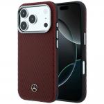 Husa Mercedes Leather Semi Wrap Wood Effect cu MagSafe compatibila cu iPhone 18 Pro / 17 Pro, Burgundy 4 - lerato.ro