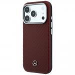 Husa Mercedes Leather Semi Wrap Wood Effect cu MagSafe compatibila cu iPhone 18 Pro / 17 Pro, Burgundy 3 - lerato.ro