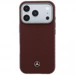 Husa Mercedes Leather Semi Wrap Wood Effect cu MagSafe compatibila cu iPhone 18 Pro / 17 Pro, Burgundy 2 - lerato.ro