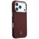 Husa Mercedes Leather Semi Wrap Wood Effect cu MagSafe compatibila cu iPhone 18 Pro / 17 Pro, Burgundy 5 - lerato.ro