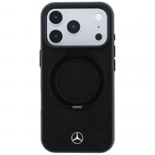 Husa Mercedes Leather Ring Stand cu MagSafe compatibila cu iPhone 18 Pro / 17 Pro, Negru