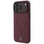 Husa Mercedes Leather 3D cu MagSafe compatibila cu iPhone 18 Pro Max / 17 Pro Max, Burgundy 3 - lerato.ro
