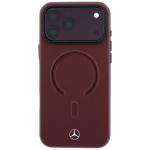 Husa Mercedes Leather 3D cu MagSafe compatibila cu iPhone 18 Pro Max / 17 Pro Max, Burgundy 2 - lerato.ro
