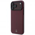 Husa Mercedes Leather Mesh Bow Line cu MagSafe compatibila cu iPhone 18 Pro / 17 Pro, Burgundy 3 - lerato.ro