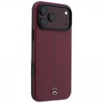 Husa Mercedes Leather Mesh Bow Line cu MagSafe compatibila cu iPhone 18 Pro / 17 Pro, Burgundy 5 - lerato.ro