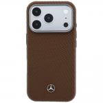Husa Mercedes Leather Semi Wrap Wood Effect cu MagSafe compatibila cu iPhone 18 Pro Max / 17 Pro Max, Maro 2 - lerato.ro