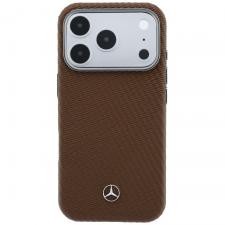 Husa Mercedes Leather Semi Wrap Wood Effect cu MagSafe compatibila cu iPhone 18 Pro / 17 Pro, Maro