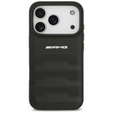 Husa Mercedes AMG Leather Debossed Lines Logo compatibila cu iPhone 18 Pro / 17 Pro, Negru