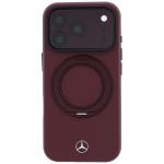 Husa Mercedes Leather with Ring Stand cu MagSafe compatibila cu iPhone 18 Pro / 17 Pro, Burgundy 2 - lerato.ro