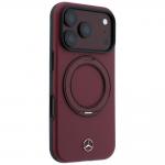 Husa Mercedes Leather with Ring Stand cu MagSafe compatibila cu iPhone 18 Pro / 17 Pro, Burgundy 4 - lerato.ro