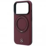 Husa Mercedes Leather Ring Stand cu MagSafe compatibila cu iPhone 18 Pro Max / 17 Pro Max, Burgundy 7 - lerato.ro