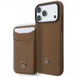 Set 2-in-1 Mercedes, Husa Mercedes Grill Pattern cu MagSafe + portofel magnetic, compatibil cu iPhone 18 Pro Max / 17 Pro Max, Maro 2 - lerato.ro