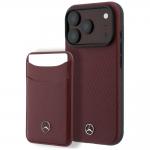Set 2-in-1 Mercedes, Husa Mercedes Grill Pattern cu MagSafe + portofel magnetic, compatibil cu iPhone 18 Pro / 17 Pro, Burgundy 2 - lerato.ro